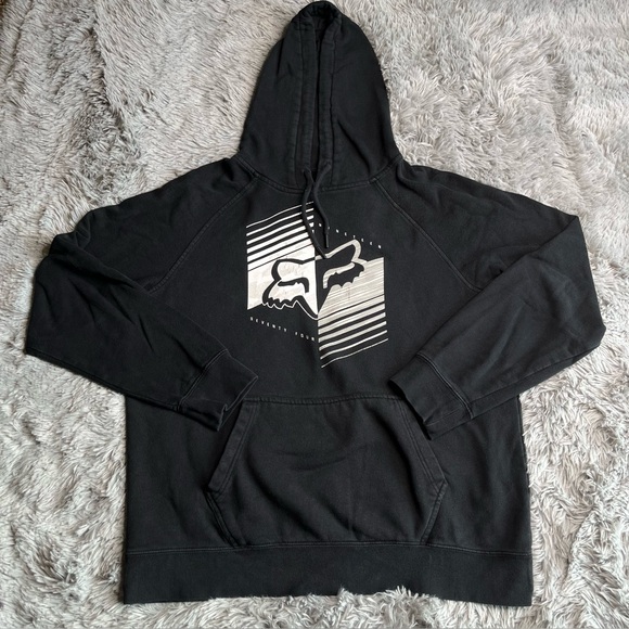 Fox Other - Fox Racing Hoodie Mens Large Logo Pullover Black White Kangaroo Pocket